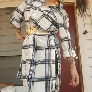 Ellen Tracy XL High Low Plaid Shirt Dress